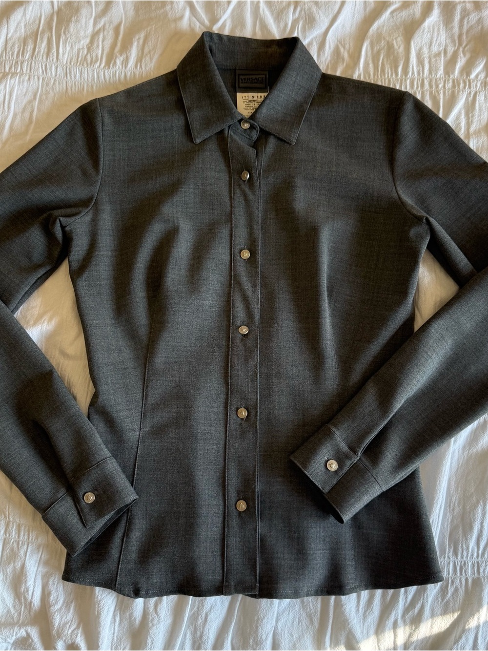 Versace Women’s Dark Gray Tailored Buttondown long sleeve shirt size small